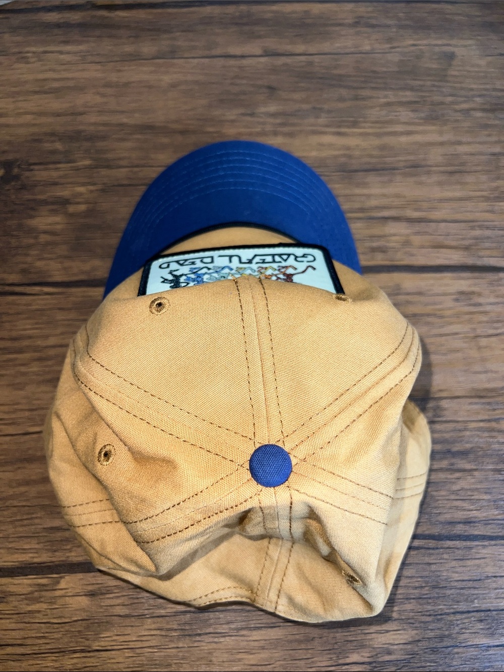 Grateful Dead Dancing Skeletons Snapback Hat Tan Blue Trucker Cap- OS - Picture 2 of 5